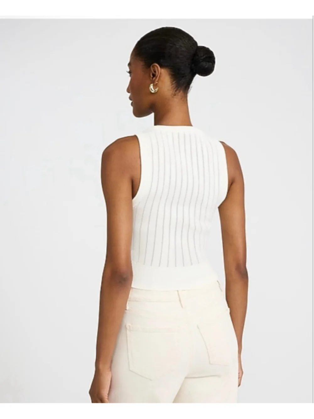 Express White Ribbed Knit Crop Top - Picture 2 of 4